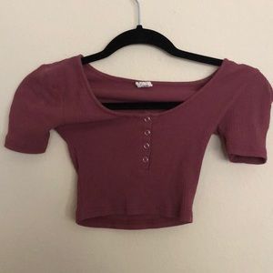 Pink ribbed crop top